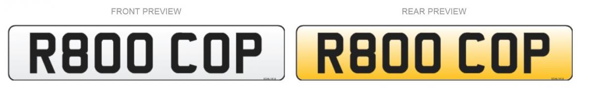 AUDI R8 - ROBOCOP - (R800COP) Number plate for sale