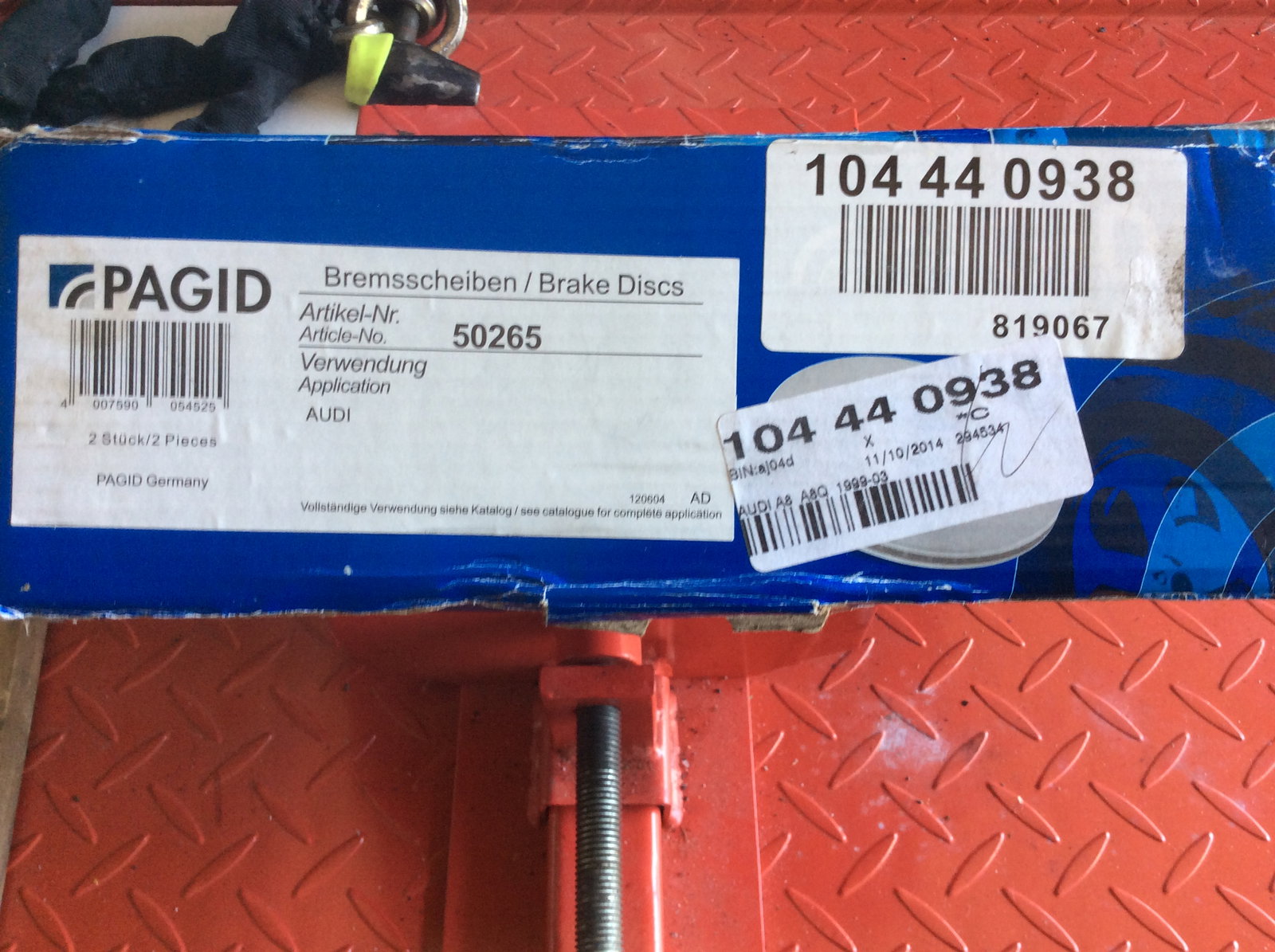 A8 rear discs Pagit part no 104-44-0938