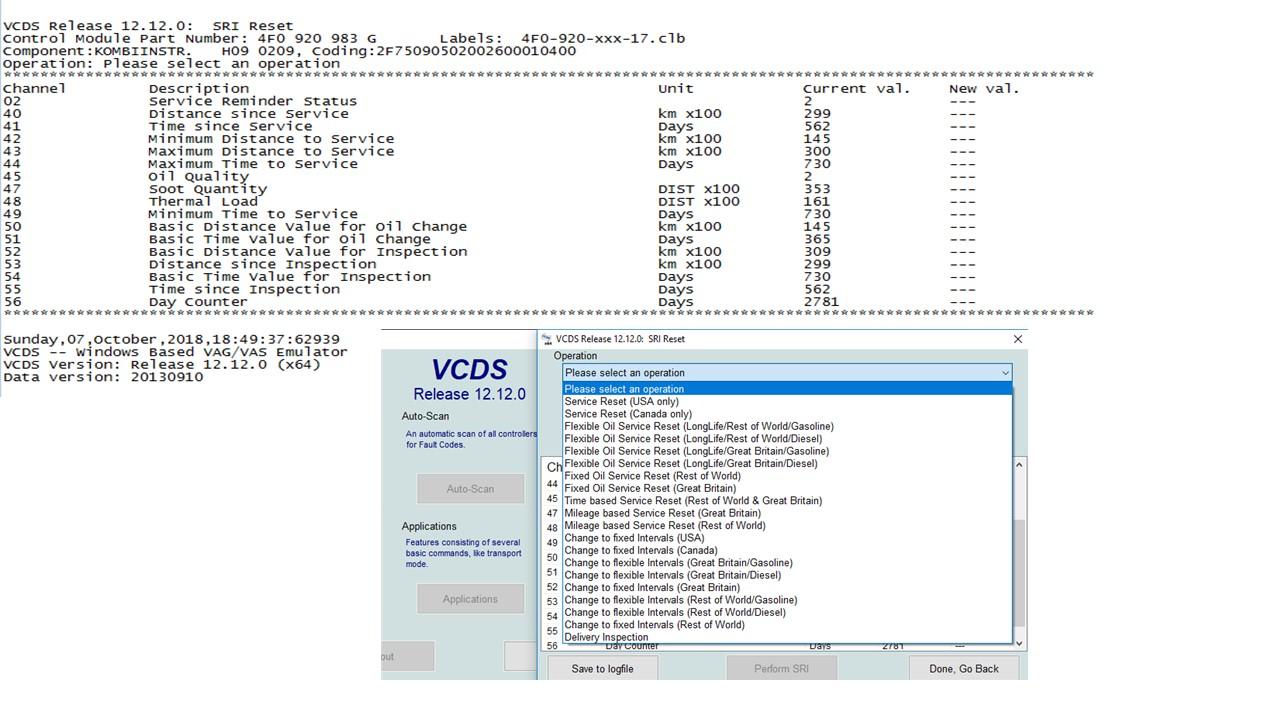 Service interval reset A6(c6) 2011