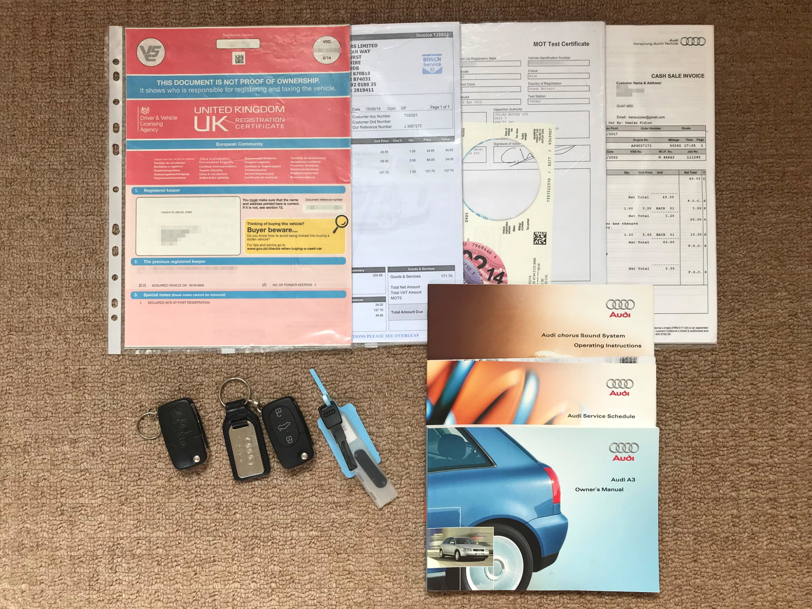 FOR SALE: Audi A3, 2002 1.8 petrol 58k
