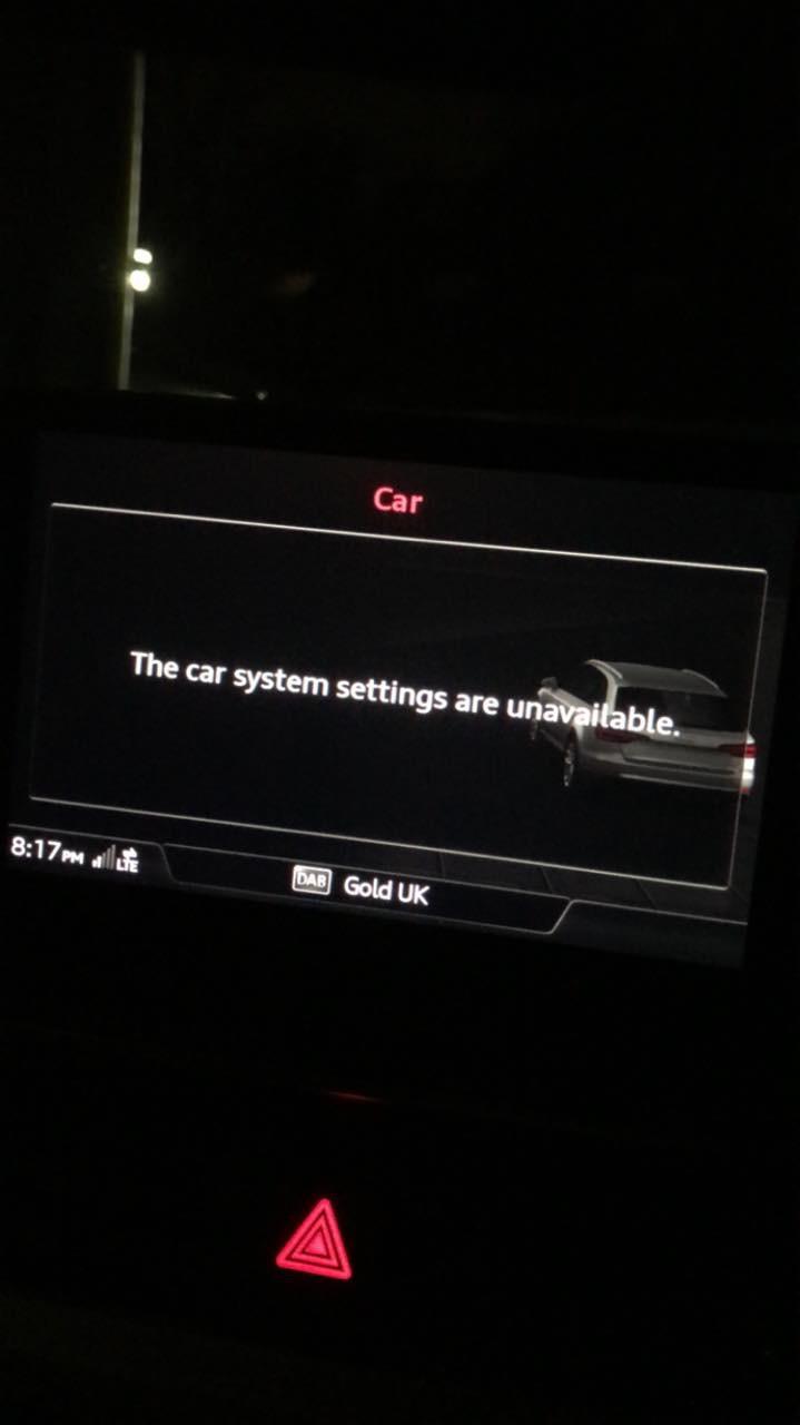 The system car setting are not available Audi A4 2019