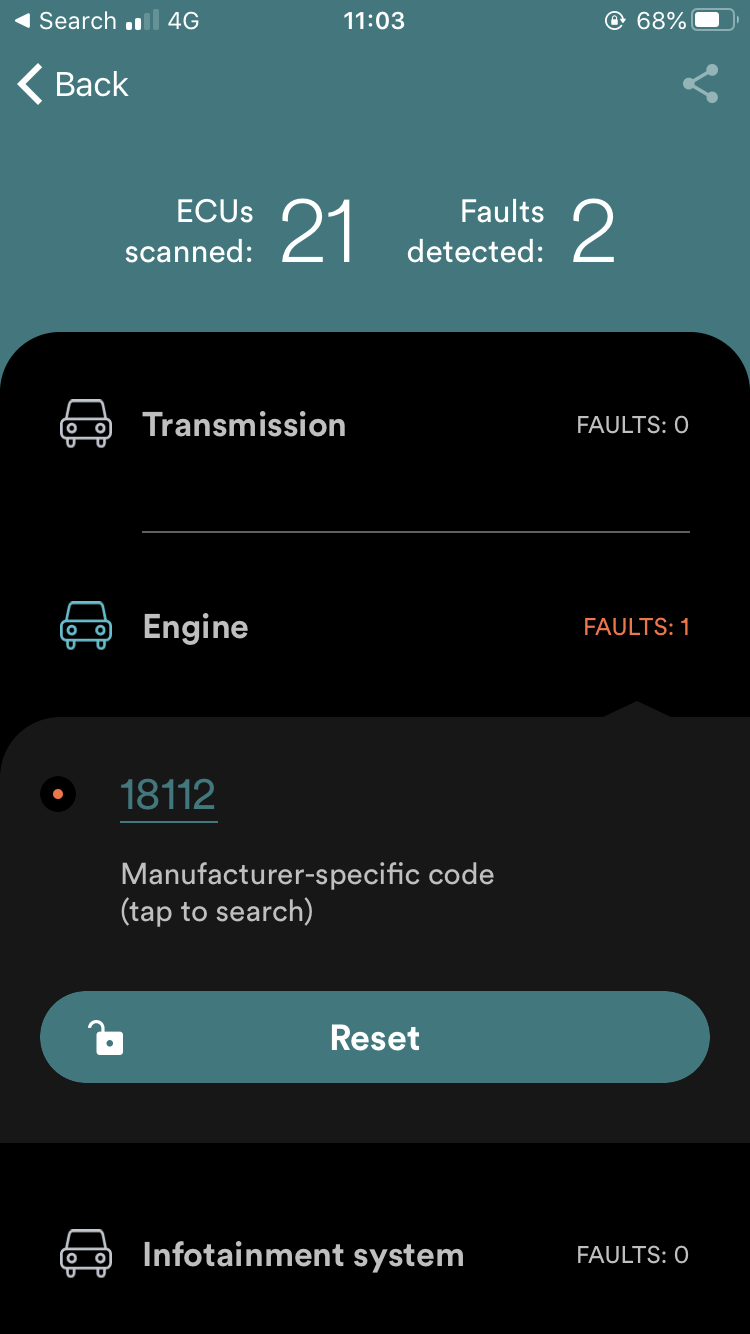 Fault code 18112 / P1704 kickdown switch