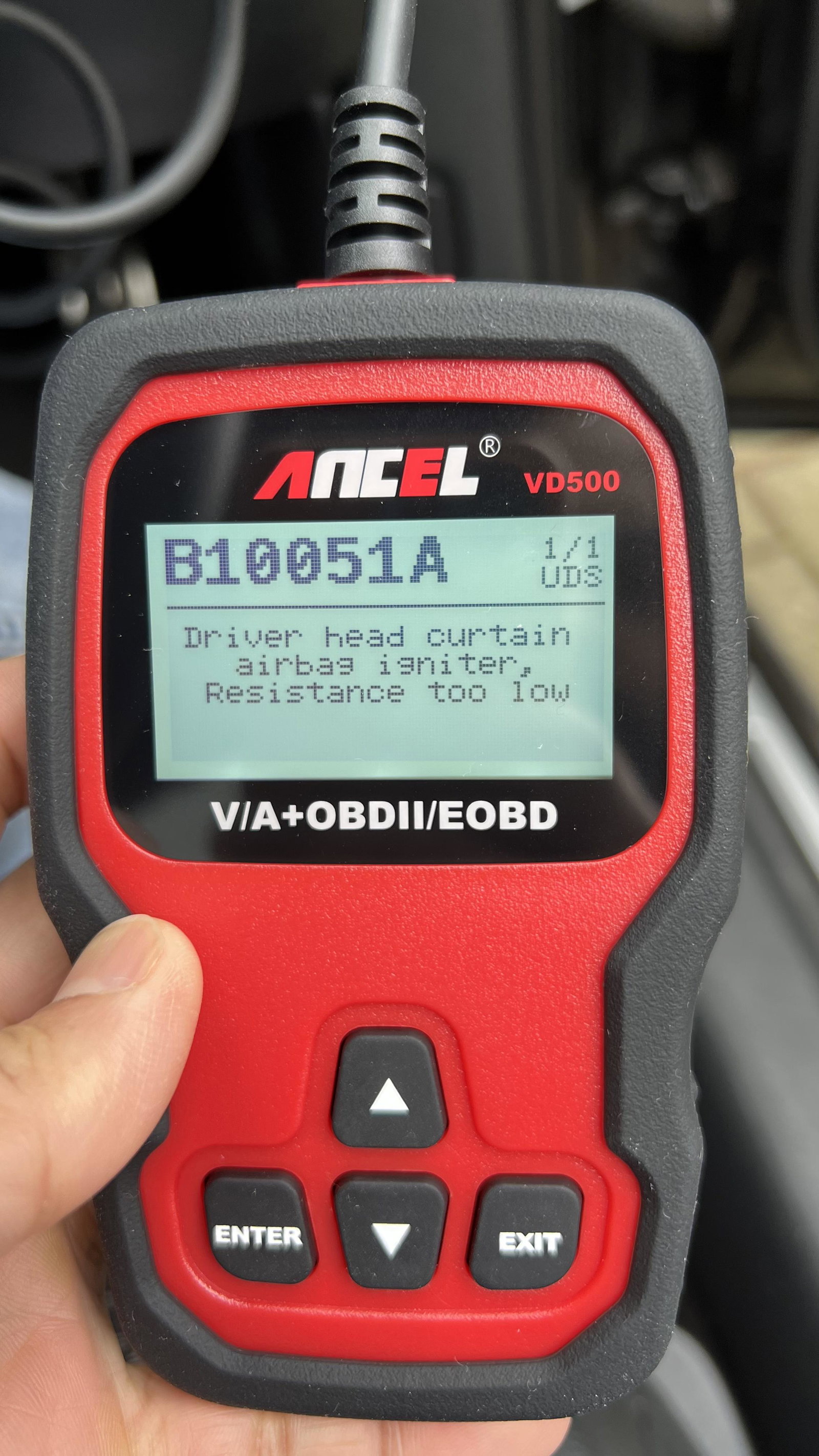 Airbag fault code help B10051A