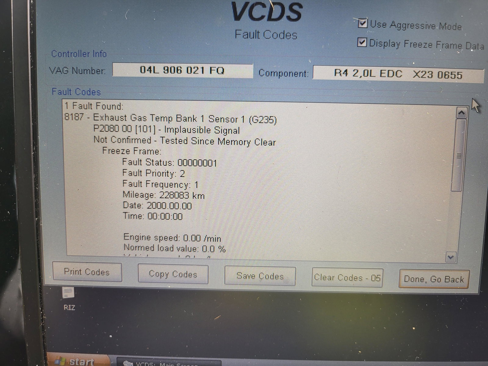 Exhaust Gas Temp Bank 1 Sensor 1