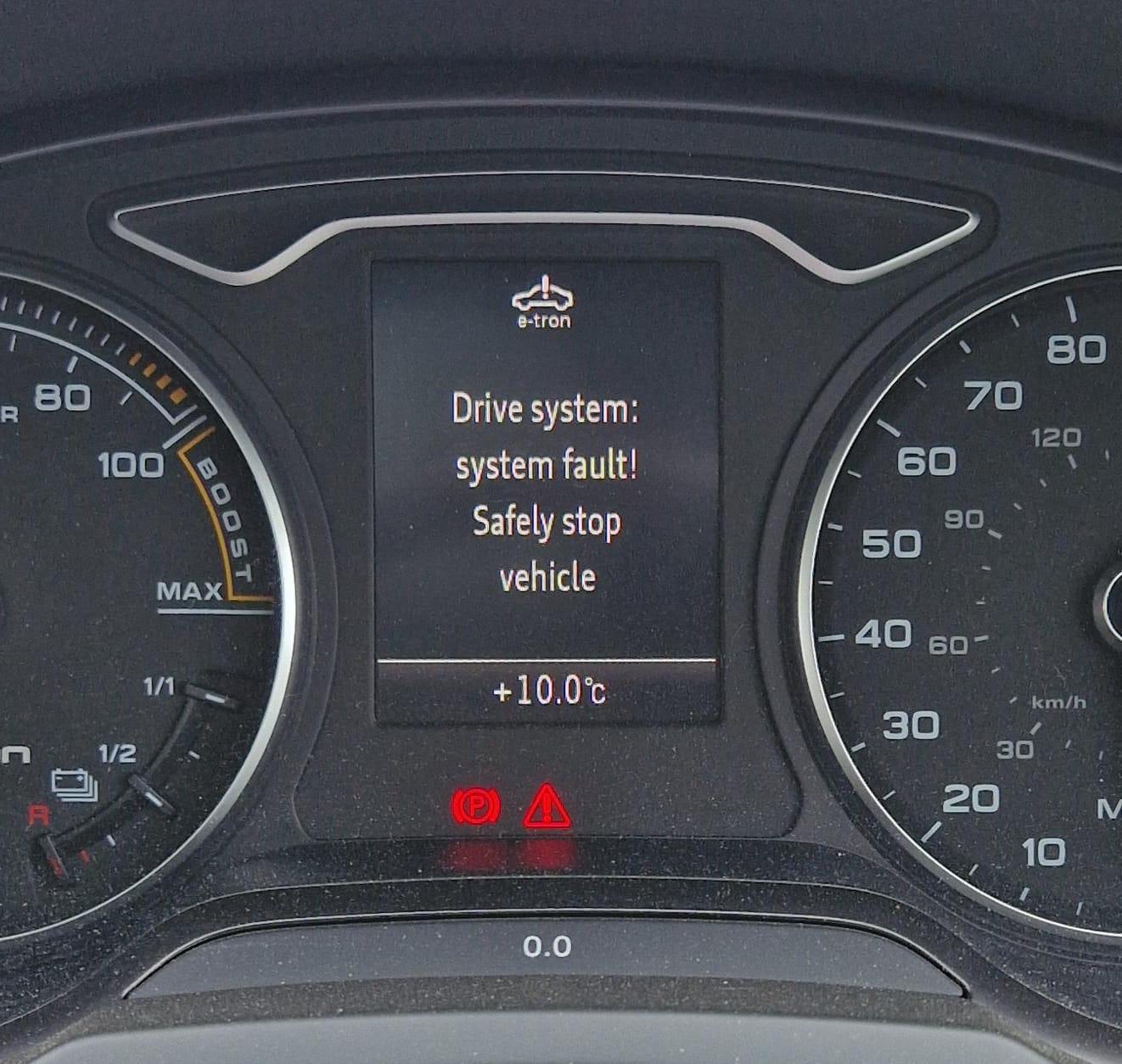 Audi A3 E-tron 2016, Drive system fault