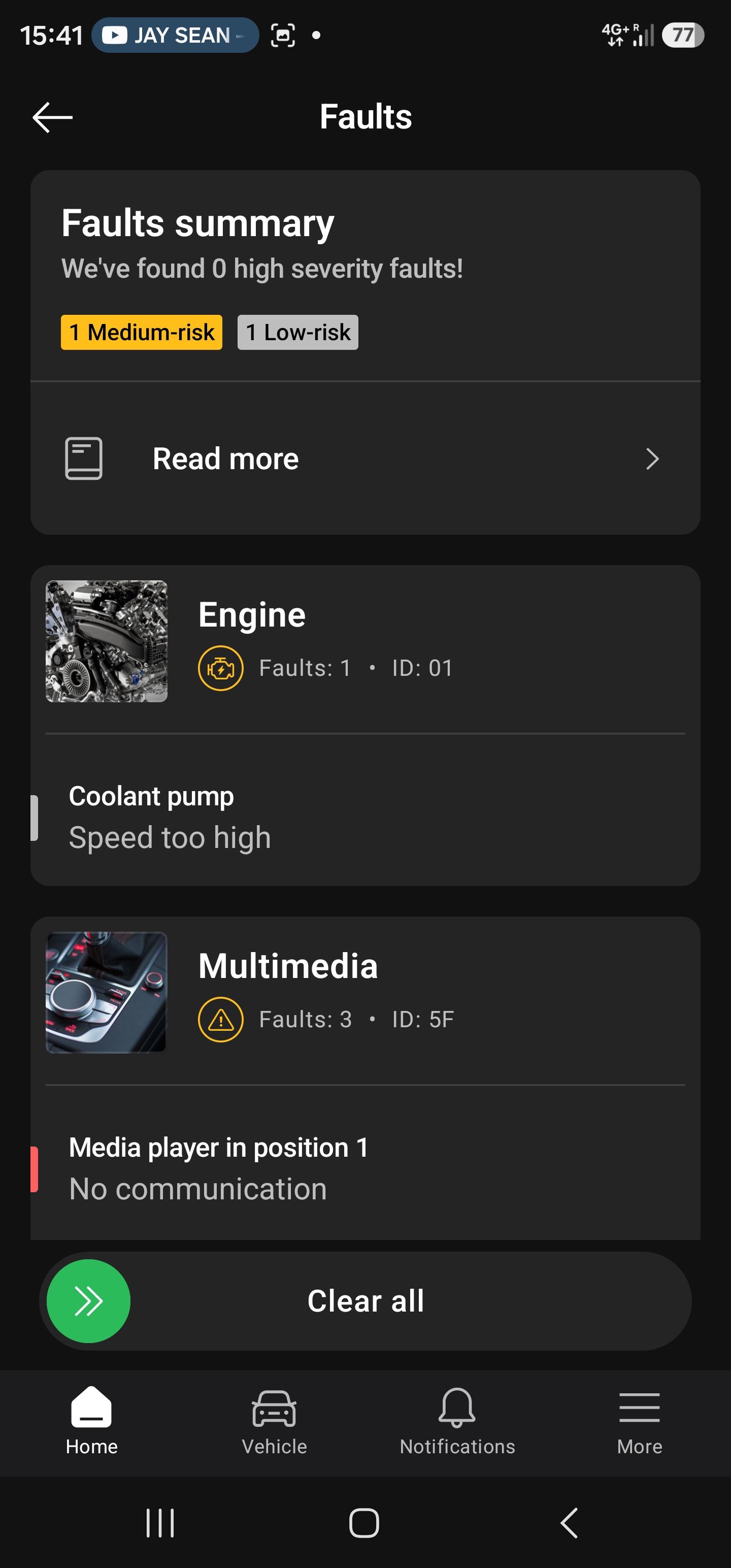 RS7 C8 coolant pump error